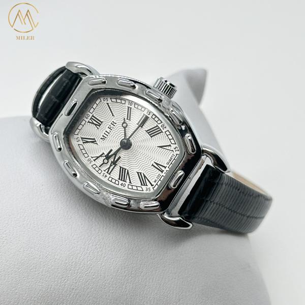 Buy cheap White Dial Analog Lady Quartz Watch Fashion Black Leather Band Watch from wholesalers