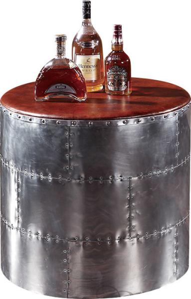 Buy cheap Aluminium Sheet Vintage Round Leather Top Coffee Table 0.287CBM Volume Durable from wholesalers