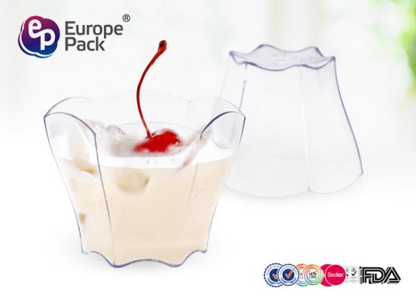 Clear Plastic Dessert Cups 2.5Oz Flower Shape Dessert Cups 70Ml For Party And