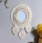 Bohemian Woven Leaf Feather Mirror Dream Catcher