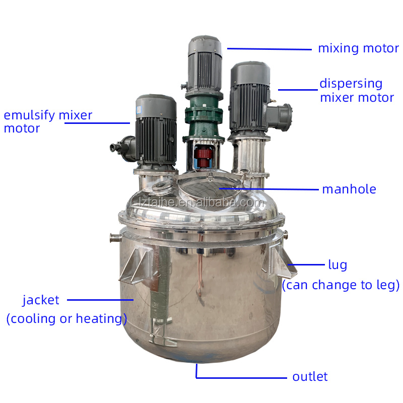 Chemical Mixing Tank 300L 1000L Electric Heating Agitator Emulsifier Liquid Detergent