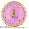 Buy cheap Baby'S Birthday Party Pink Paper Plate Napkin Cup Straw Tablecloth Decorative Birthday Party Supplies from wholesalers