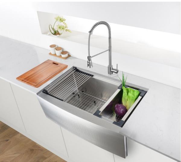 Buy cheap Golden Color Apron Stainless Steel Kitchen Sink Without Faucet R19 Corner from wholesalers