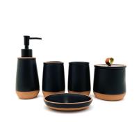 Buy cheap Water Drop Ceramic Bathroom Accessories Black Hand Soap Dispenser With Beige product