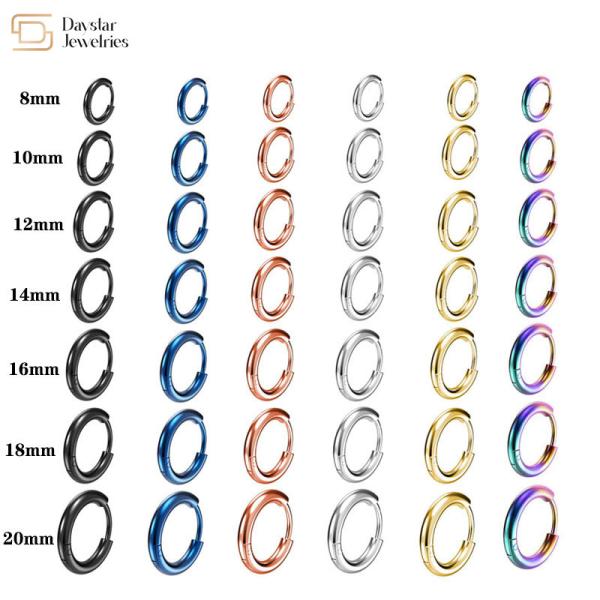 Buy cheap Titanium Steel Round Small Hoop Earrings Hip Hop Circle Jewelry from wholesalers