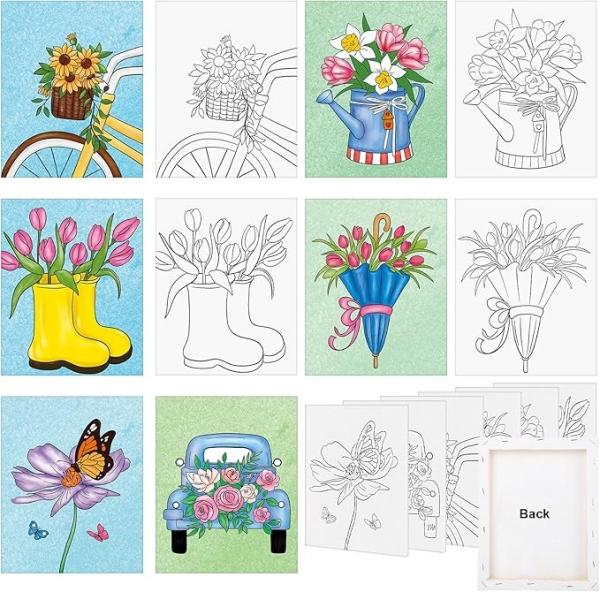 Buy cheap 8x10 Inches Flowers Pre Printed Canvas Kits For Home Decoration Painting from wholesalers