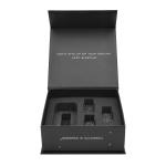 Custom luxury flip top magnetic closure gift box black paper cardboard packaging