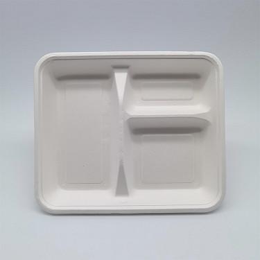 Buy cheap Square Lunch Biodegradable Sugarcane Bagasse Plates 3 Compartment from wholesalers