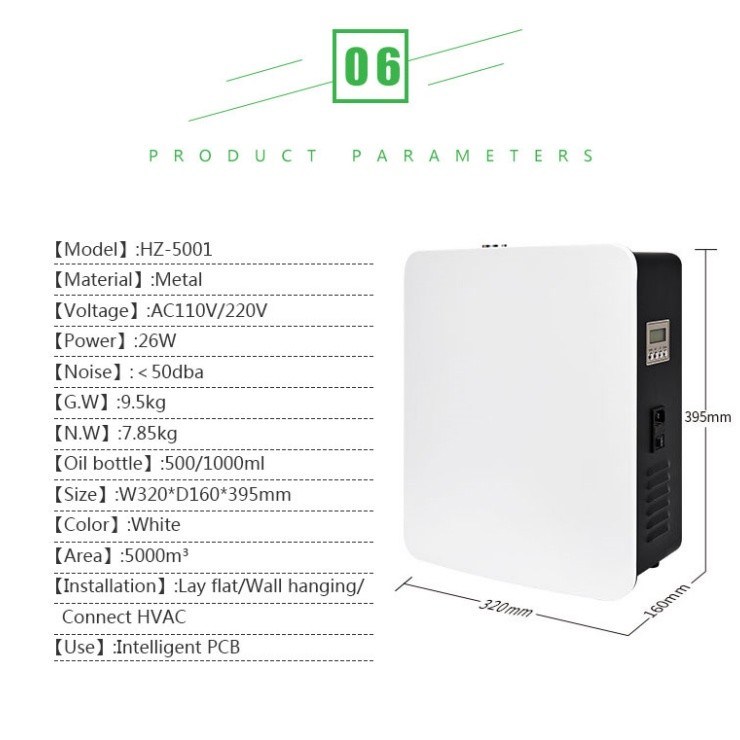 Continuous/Intermittent Mist Modes Aroma Diffuser Machines with 7ml/h Mist Output and 10kg Weight
