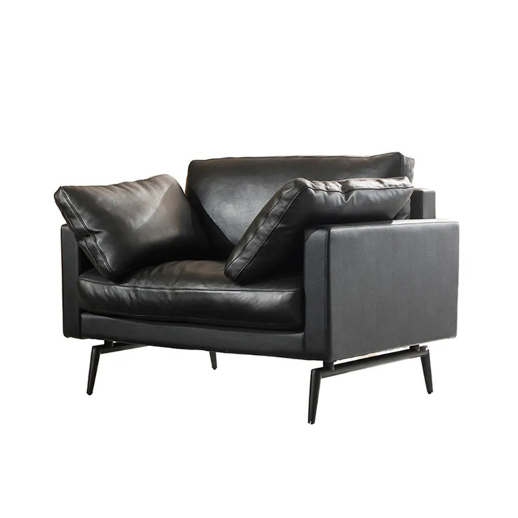 2 Seat Office Sectional Sofa Set Black Leather Home Office Couch
