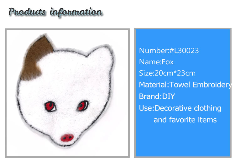 White Fox Sew Embroidery On Patches Applique Badge Clothes and Bag DIY Wholesale and Custom Various Animals Patches