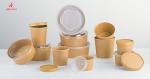 Round Food Paper Take Away Box Leak Proof 500ml