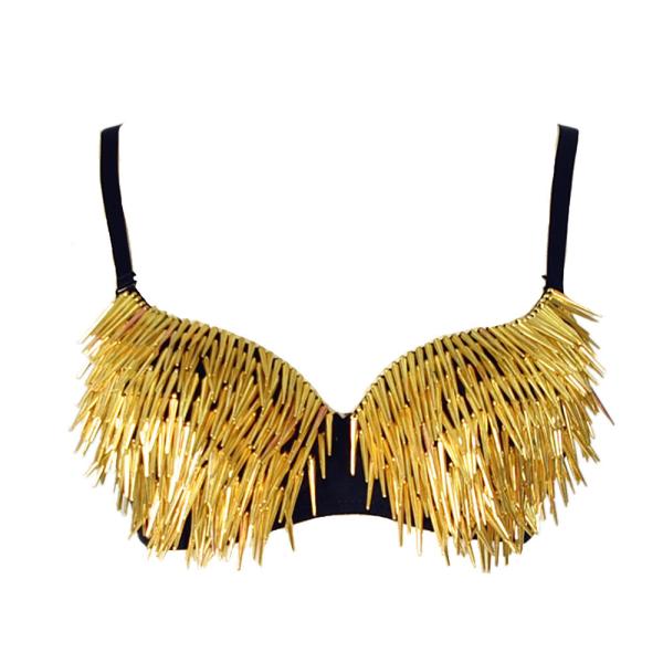 Quality Girl Night Club Wear Spandex Long Spike Bra Top CRB7205 Dance Club Clothes for sale