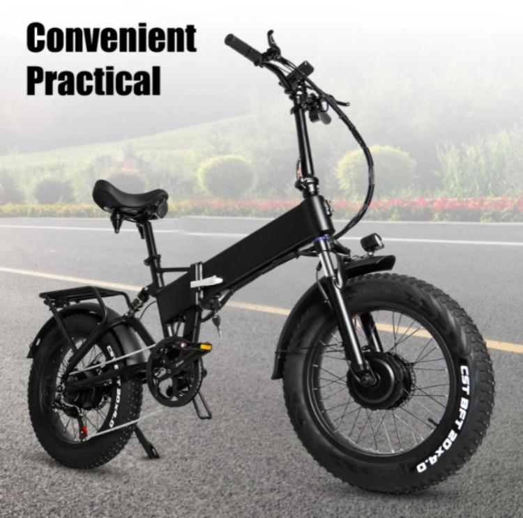 Disc Brake 1000W Electric Folding Bike 48V 17Ah 7 Speed City Fat Tire E Bike
