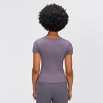 270gsm Women Yoga Tops Exercise Women Gym Shirts Twist Front