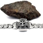 Gothic Skull Cross Stainless Steel Id Bracelet for Men Vintage Old Metal