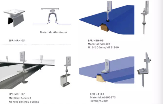 Al6005 T5 Solar Tile Roof Hook For Various Metal Roof Solar System Installation