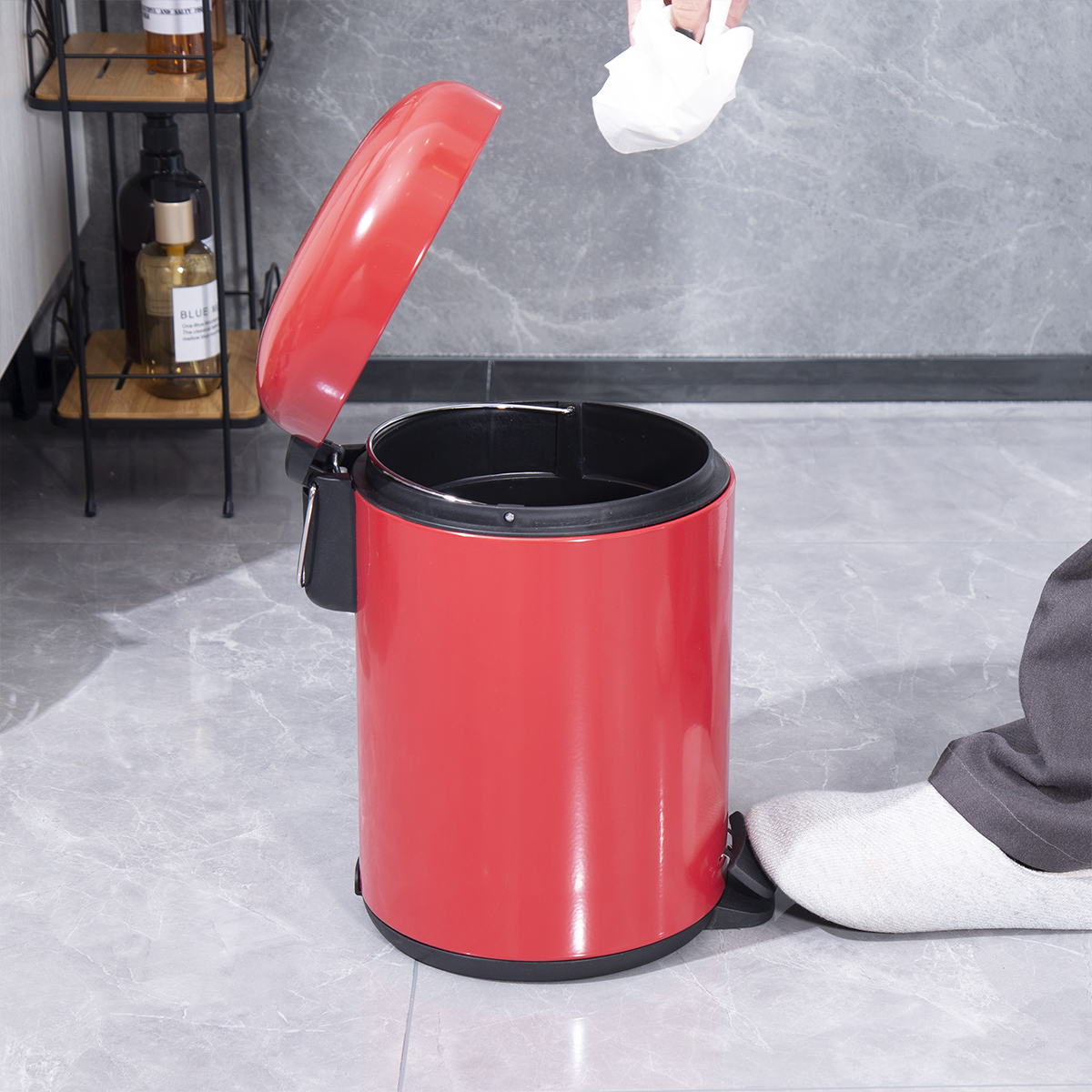 Custom Logo 5L Stainless Steel Pedal Bin for Waste Management in Round Shape