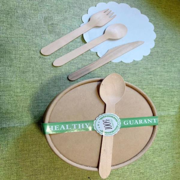 Disposable Takeaway Kraft Paper Box With Spoon Fork Customized Set Food