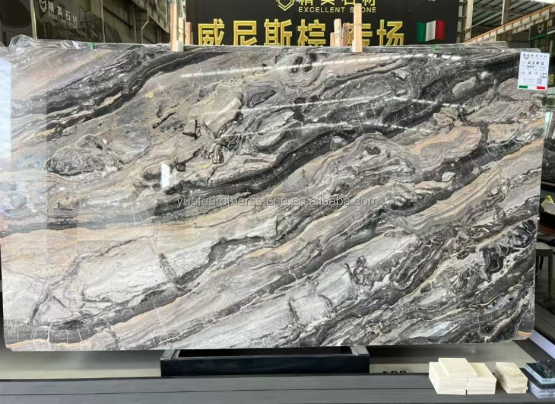 Venice Brown Calcite Stone Ideal for Round Dining Table Set and Home Furniture