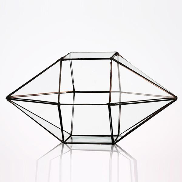 Buy cheap Diamond Shaped Clear Glass Vase , Durable Geometric Terrarium Glass Vases from wholesalers