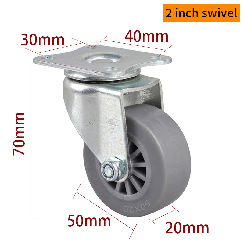 EDL Mini Caster Wheels 2inch 30kg Plate TPE by Rigid, Swivel and Brake type