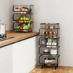 OEM Black Removable Stainless Steel Kitchenwares MultiLayer Vegetable Shelving