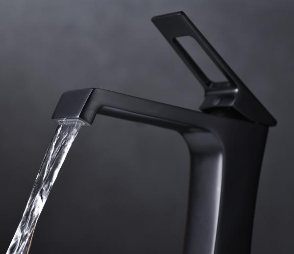 Buy cheap bathroom Black Waterfall Mixer Taps Ceramic Valve Desk Mounted from wholesalers
