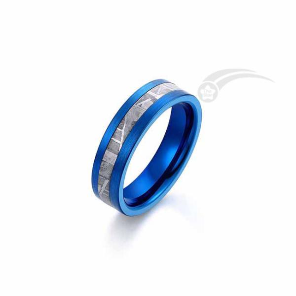Buy cheap Blue Plated Tungsten Meteorite Ring Muonionalusta Gunuine Meteorite from wholesalers