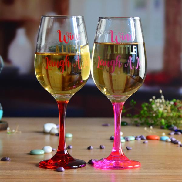 Buy cheap 340ml Crystal Wine Glass With Funny Fonts Decal Decoration from wholesalers