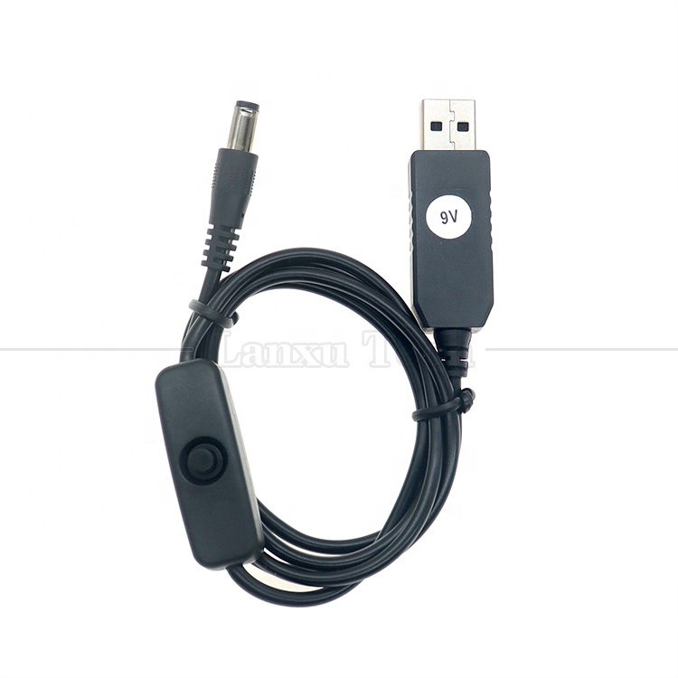 High Quality Booster 5V USB to 12V 9V DC 5.5x2.1mm Barrel Jack Power Charger ON OFF Cable with Switch for Router Fan LED Strip