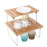 Buy cheap Natural Bamboo Free Standing Shelf Stackable Kitchen Cabinet Organizer from wholesalers