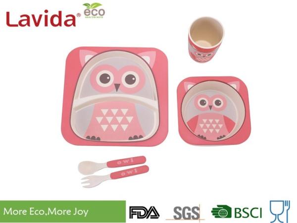 Buy cheap Adorable Cartoon Owl Bamboo Disposable Dinnerware Smooth Surface For Childrens from wholesalers