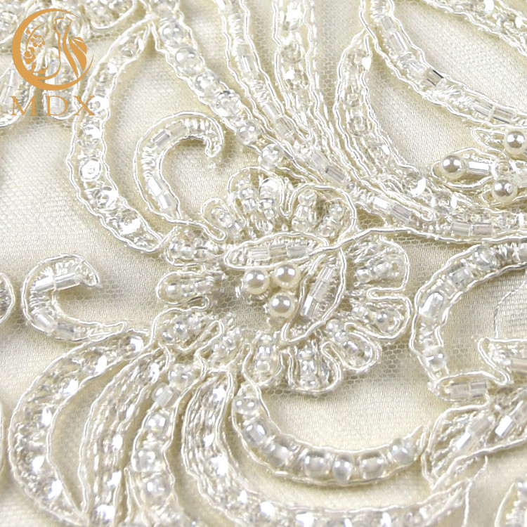 White Embroidered Lace Fabrics 20% Polyeter Handmade Water Soluble