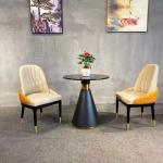 Modern Round Negotiation Table Marble Top Stainless Steel Gold/Silver