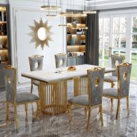 Buy cheap Premium Stainless Steel Marble Dining Table For Upscale Dining product