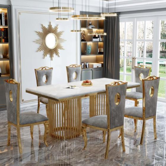 Buy cheap Premium Stainless Steel Marble Dining Table For Upscale Dining from wholesalers