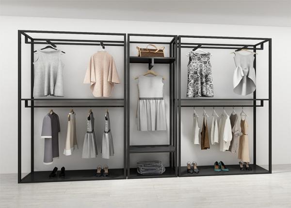 Buy cheap Simple Black Clothing Display Showcase Iron Art With Anti Rust Metal Material from wholesalers