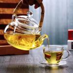 Coffee / Tea Clear Glass Teapot With Bamboo Handle Thermal Shock Protection