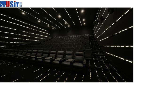 Furniture 3-Seat Push Back Reclining Black LeatherSoft Theater Seating Unit With