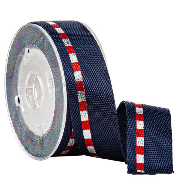 Buy cheap Foiled Silver And Blue Gold Lines 4 Degree Print Webbing Tape from wholesalers