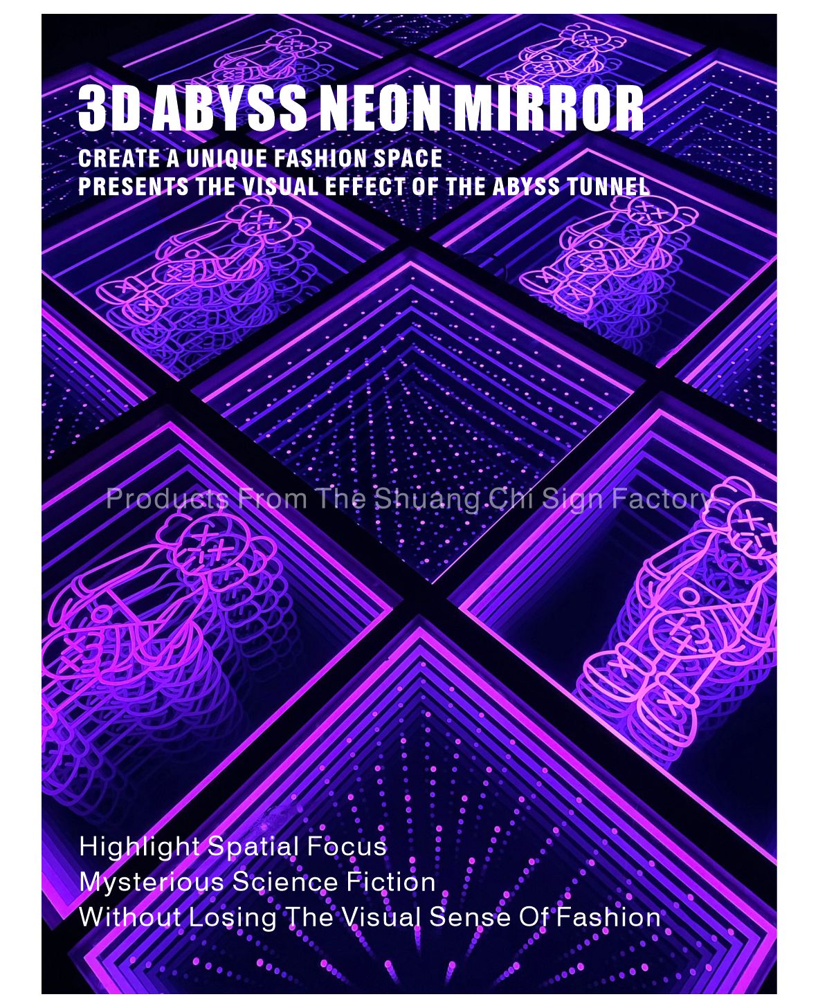 Indoor Outdoor Customization Technological Light and Shadow Infinity Floor Neon Mirror