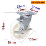 6 Inch Heavy Duty Swivel Casters 420kg Plate TPU 150mm Caster Wheels