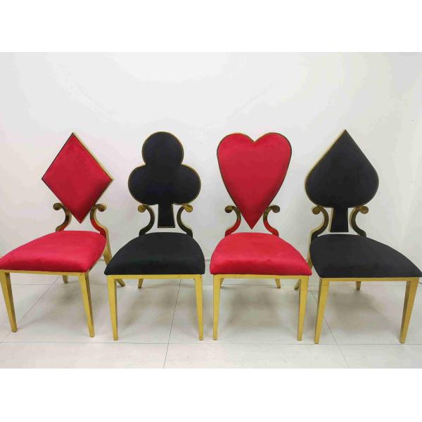 Poker Red Heart Wedding Banquet Chair Leather Velvet Cushion Dining Room Furniture