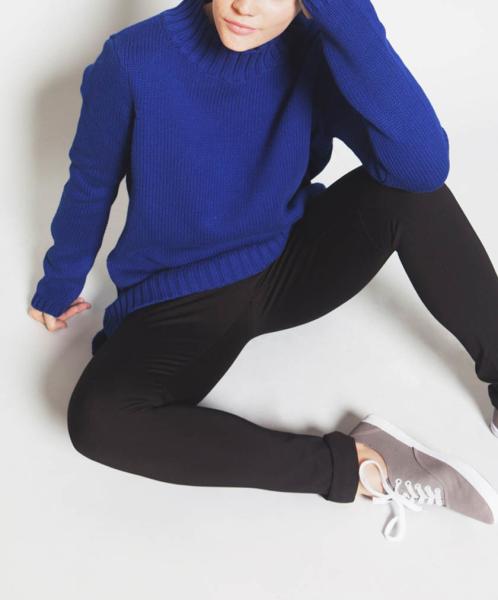 Buy cheap Blue Mock Neck Knit Pullover Sweater 100 % Cotton Material Soft For Women from wholesalers