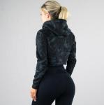 95% Cotton 5% Spandex Women'S Casual Hoodie Sports Activewear Camo Crop Hoodie