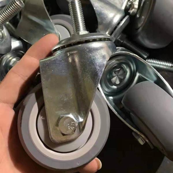 3 Inch Floor Protecting Shopping Cart Wheels Grey TPR Threaded Stem Swivel