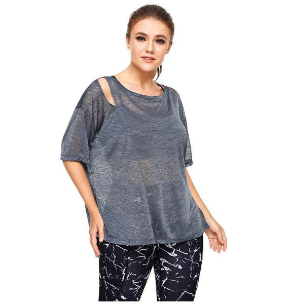 Buy cheap Light Weight 140g Women'S Plus Size Yoga Wear Short Sleeve T Shirts from wholesalers