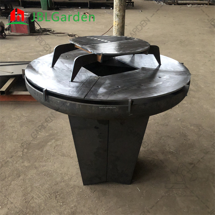 Portable Outdoor Rust Corten Steel Bbq Pit Customized