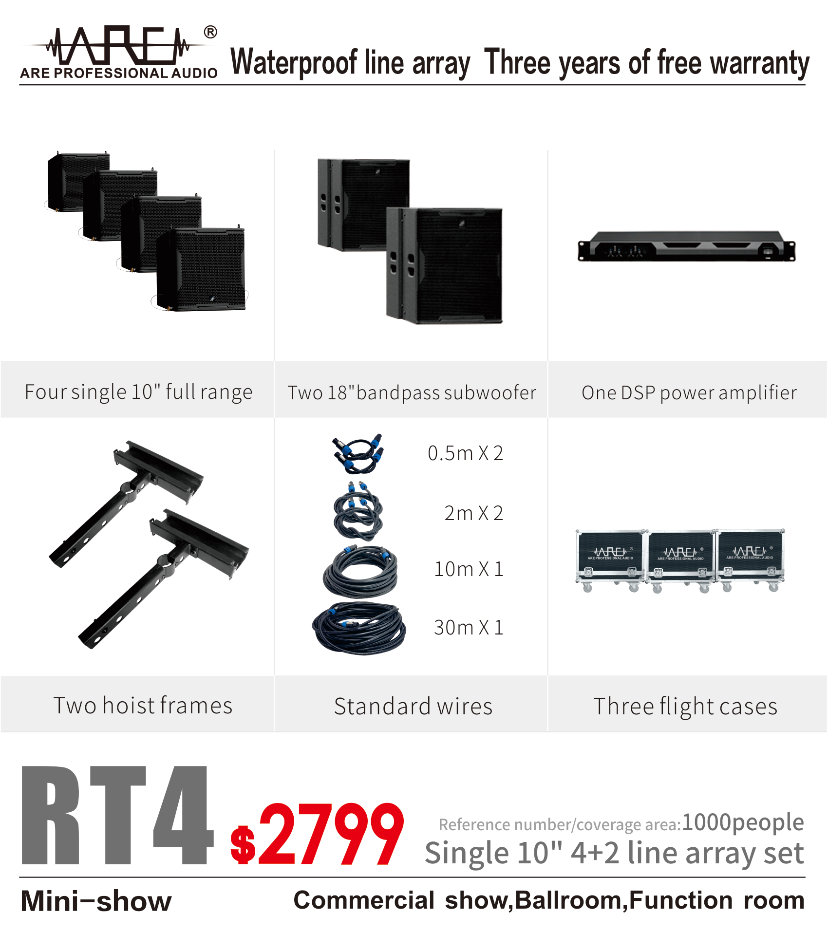 ARE AUDIO passive single 10 inch outdoor line array speaker immersive experience for corporate events